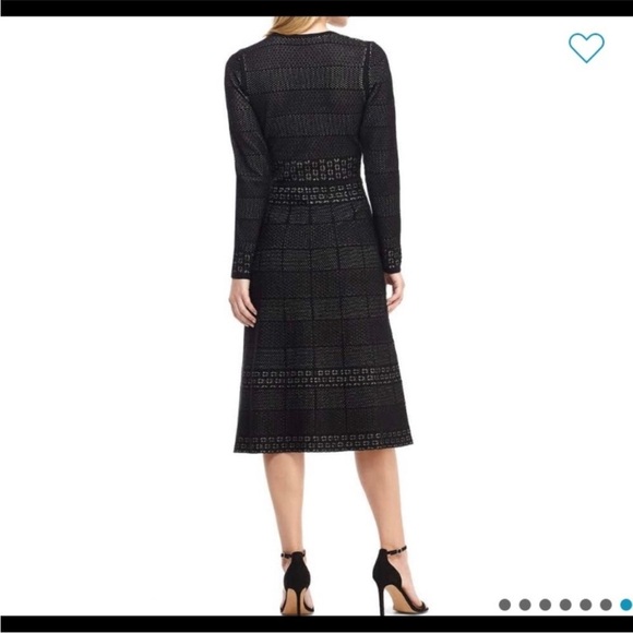 Gal Meets Glam Black Heidi Sweater Knit Long Sleeve Midi Dress Medium - Picture 4 of 12